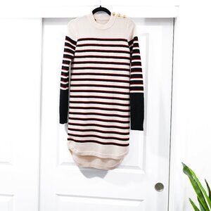 Veronica Beard Small Merino Wool Nautical Striped Sweater Dress